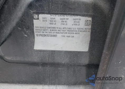 2014 Chevrolet Cruze Ls Auto из США, поврежденный, VIN 1G1PA5SH7E7364967